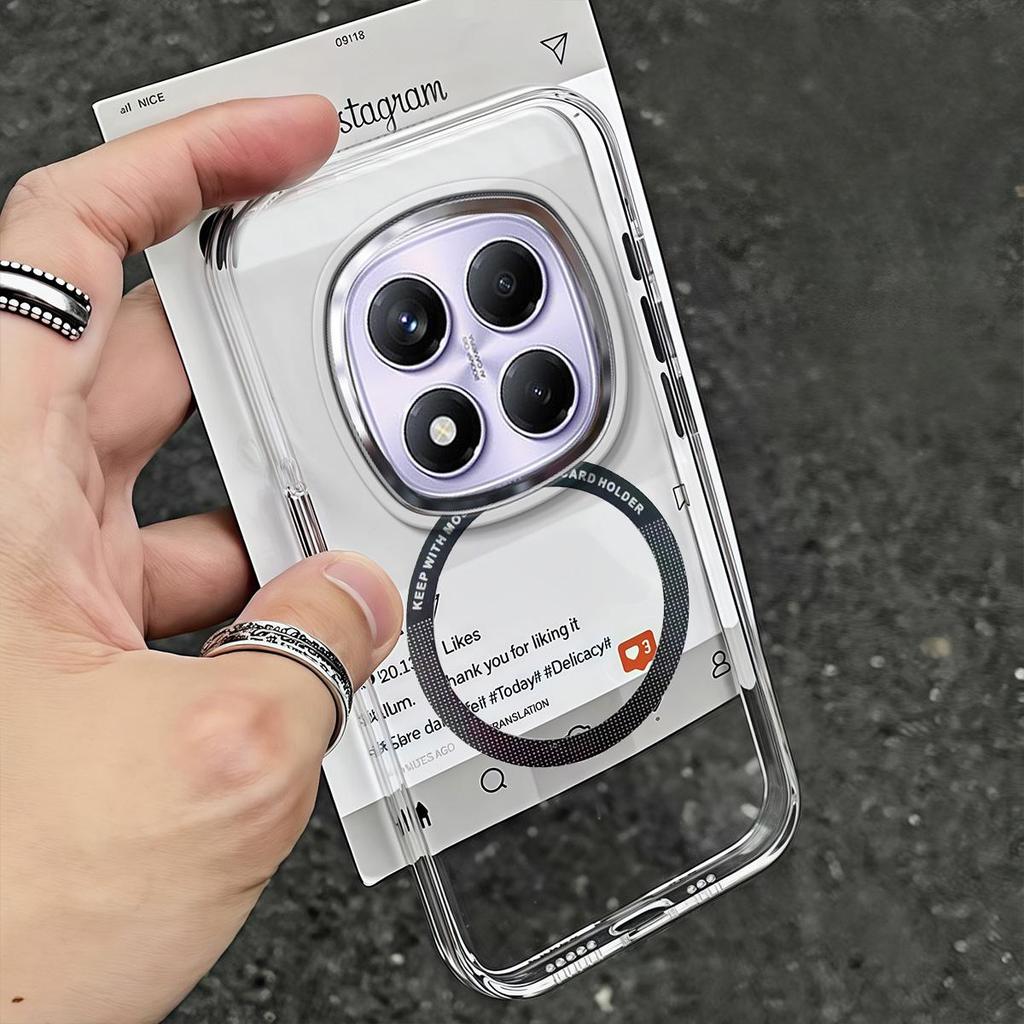 Case for Xiaomi Redmi Note 14 Pro 5G,Pro 4G,POCO X7 5G Minimal Semi-Transparent Magnetic Casing Raised Electroplated Lens Bezel Anti-Slip
