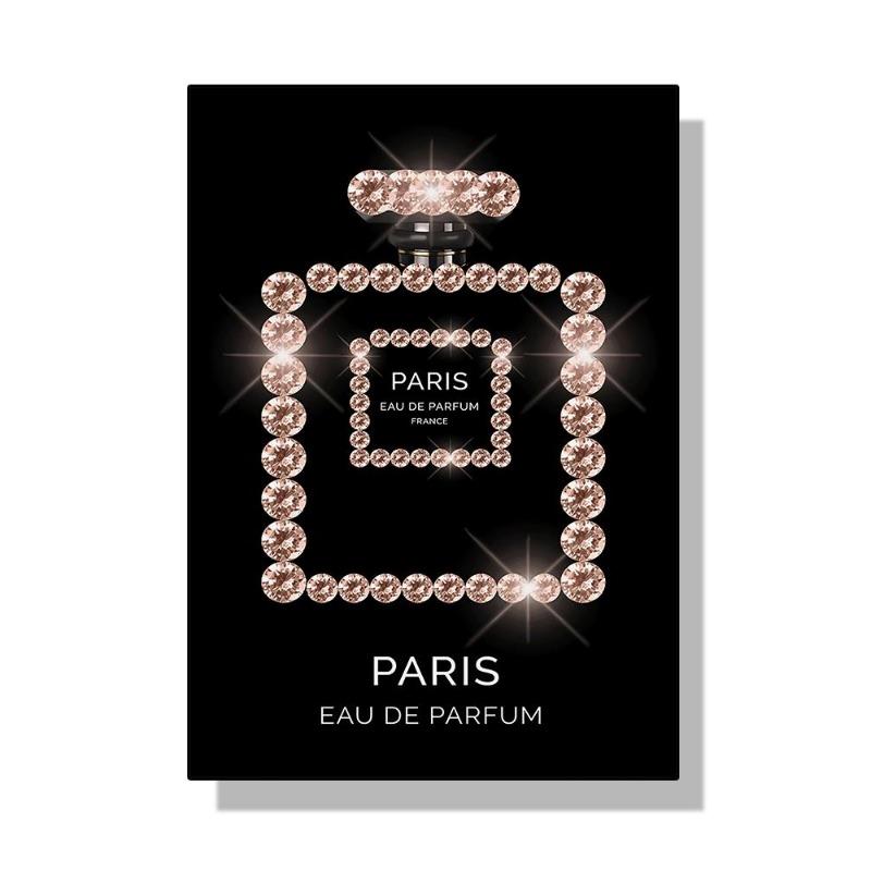 Fashionable luxury bottle of coco perfume, canvas, painting, Scandinavian flower, print poster, wall painting, modern decoration of the room