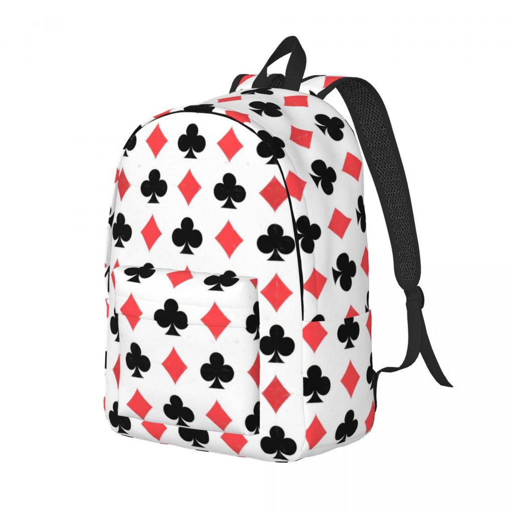 Poker Card Pattern Clubs And Diamonds Backpack Hot Sale Daypack Large Capacity BookBag School Bag Shoulder Bags for Men Women