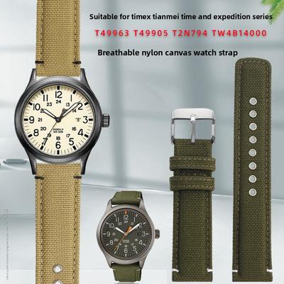 20mm Nylon Canvas with Steel Holes Watch Strap For TIMEX Expeditionary Series T49963 T49905 T2N794 Men Outdoor Sports WatchBand