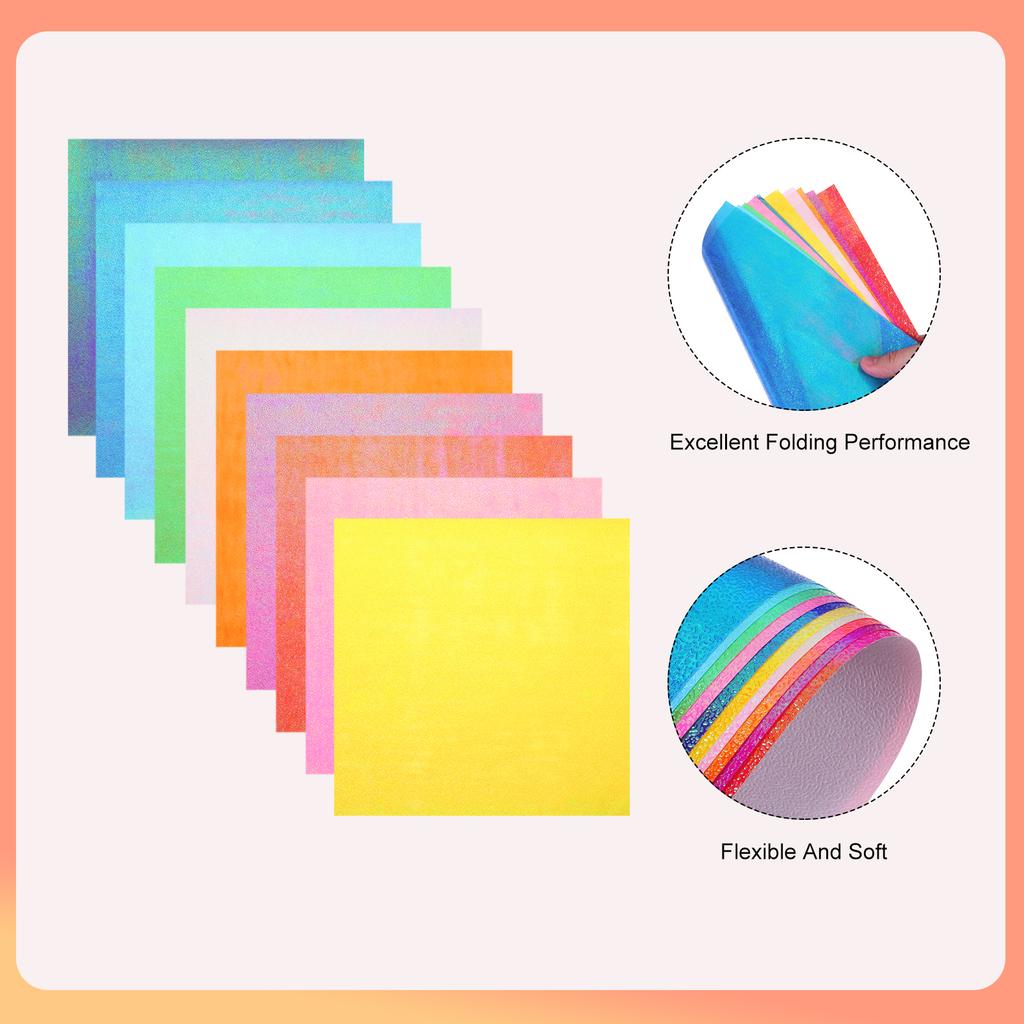 100 Sheet Glitter Origami Paper Shiny Sparkly Square Folding Paper Iridescent Paper for DIY Art, Craft Decor Mixing Colors