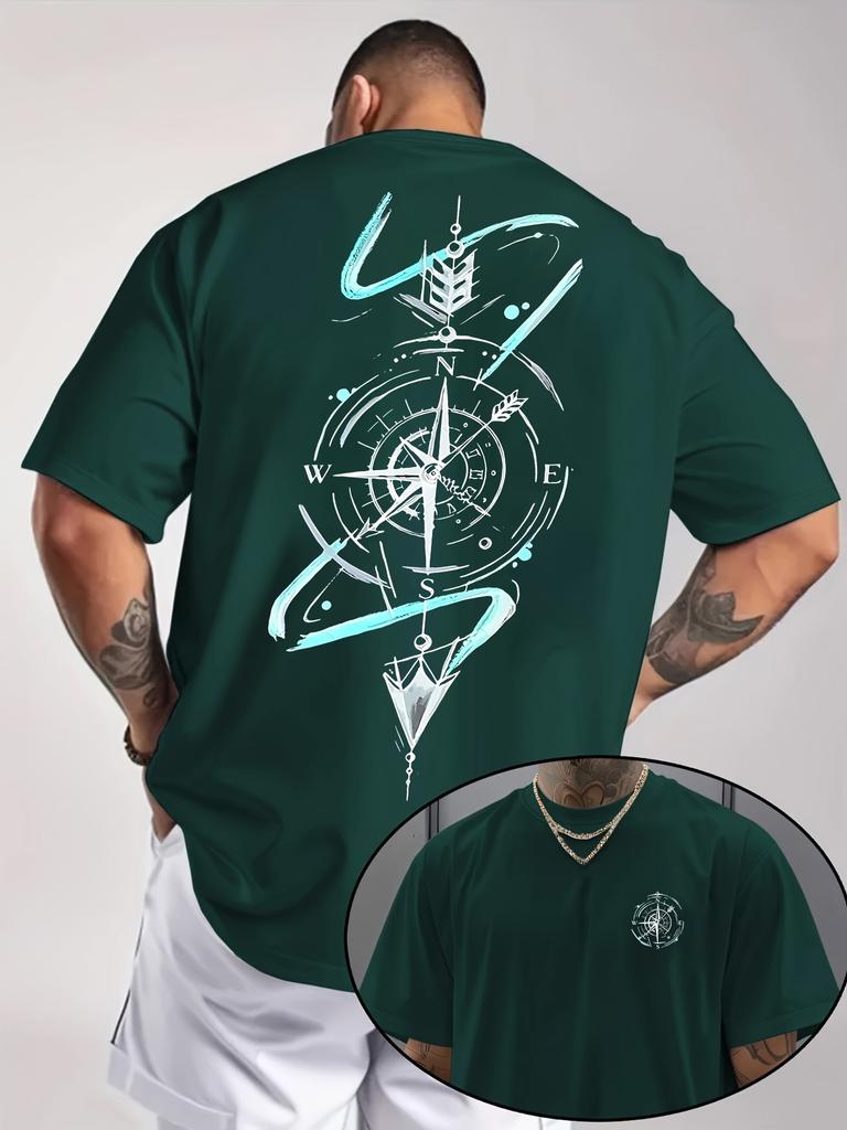 Retro Compass with Red Accents Design Tee 100 Cotton Unisexs T Shirt for Summer Casual Outings Bold Adventure Aesthetic