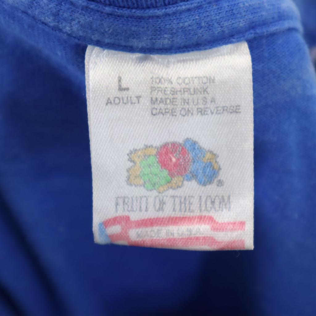 FRUIT OF THE LOOM 80s 90s Made In USA Old Short Sleeve T-shirt L Blue Men's Used