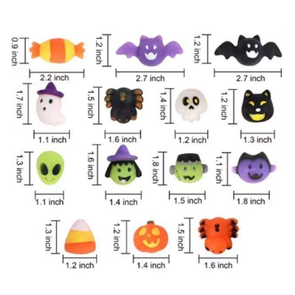 24/36Pcs/Set Mini Ghost Squishy Toy Random Realistic Pumpkin Pinch TPR Fidget Toy Set Party Favor