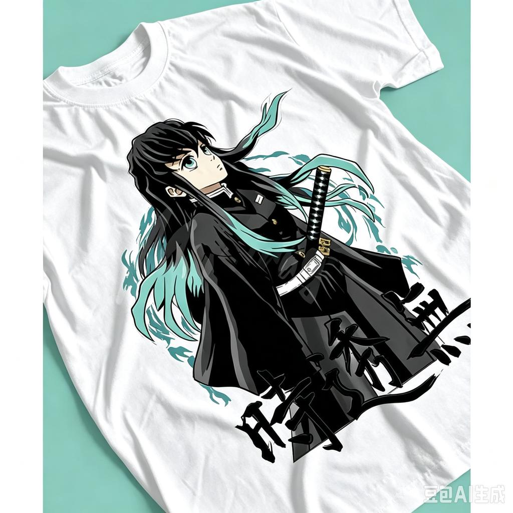 Summer T-shirt Demon Slayer Tokito Muichiro with double-sided print, pure cotton, Harajuku streetwear, unisex t-shirt for ani