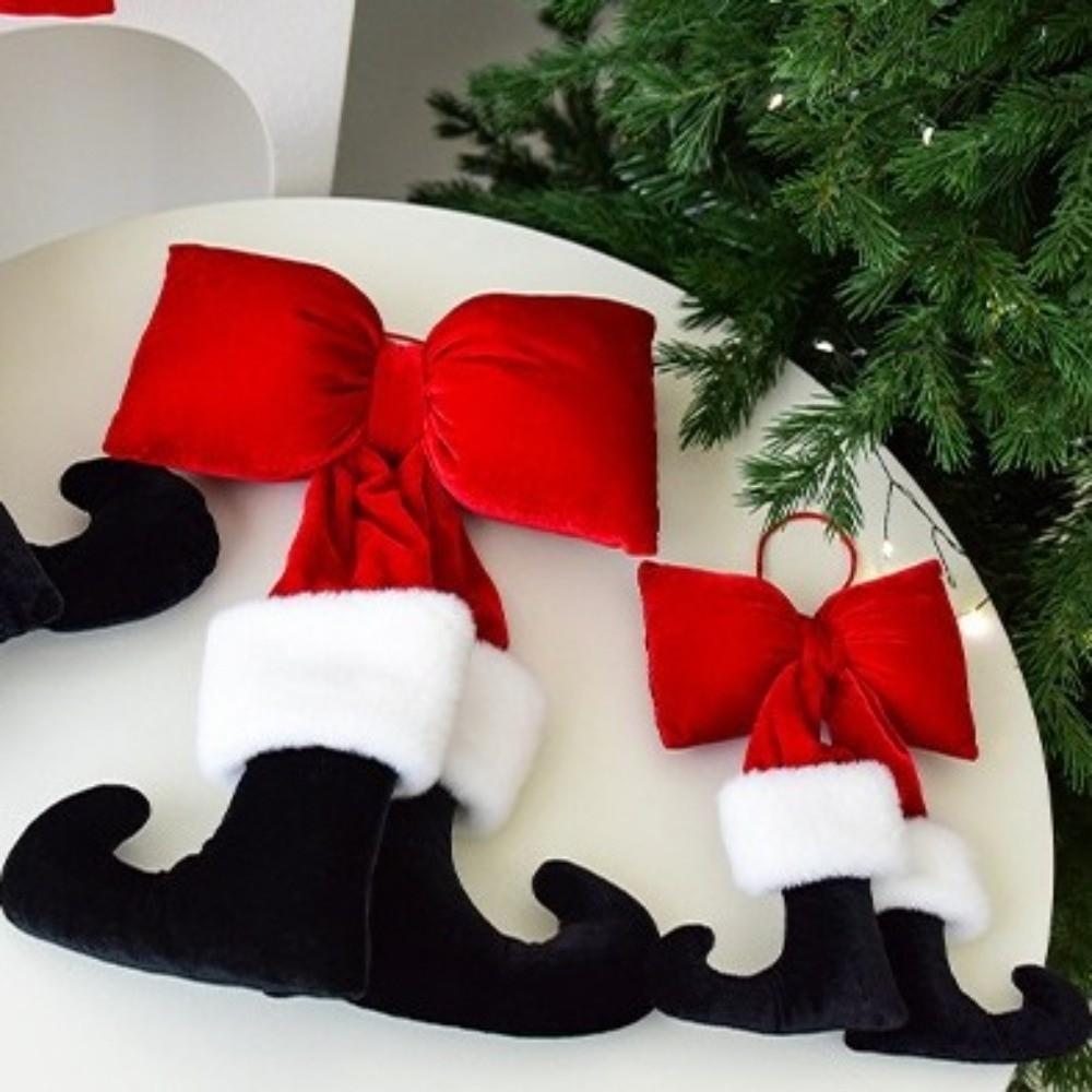 DIY Decorations Bow Hanging Ornaments Red Velvet Bow Knot Christmas Bowknot Pendant  New Year Party