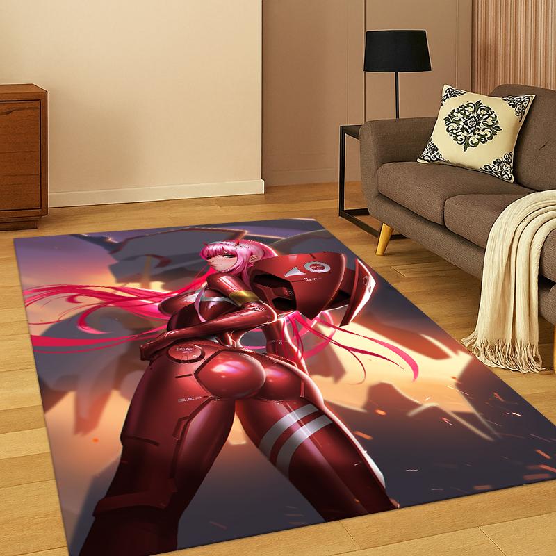 Sexy Girl Zero Two DARLING In FRANXX Cartoon Carpet Rug for Bedroom Living Room Sofa Doormat Home Decor,Kid Area Rug Non-slip