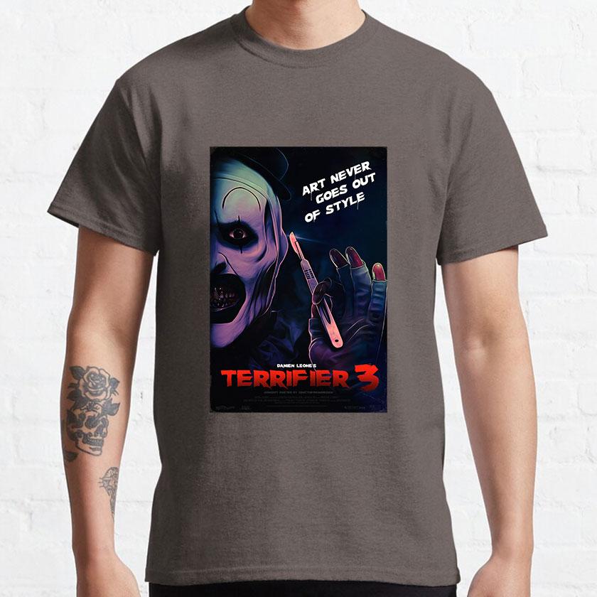 

Terifier fan art poster horror movie killer clown scary evil halloween costume slasher film 100 cotton printed t shirt for Unisex S