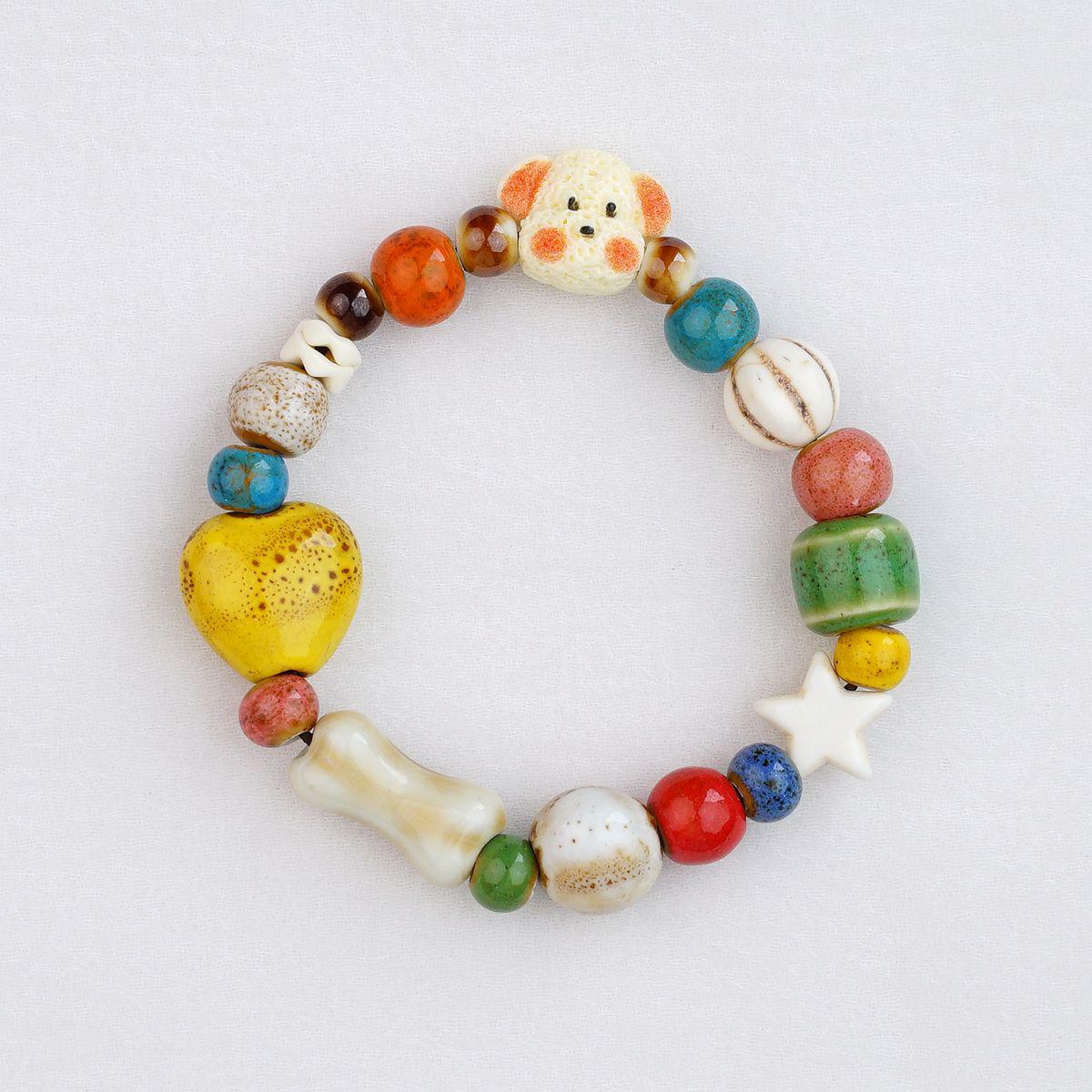 

Новий керамічний браслет з цуценям: Жіночі ретро прикраси з намистинами, нішевий дизайн, універсальний національний стиль