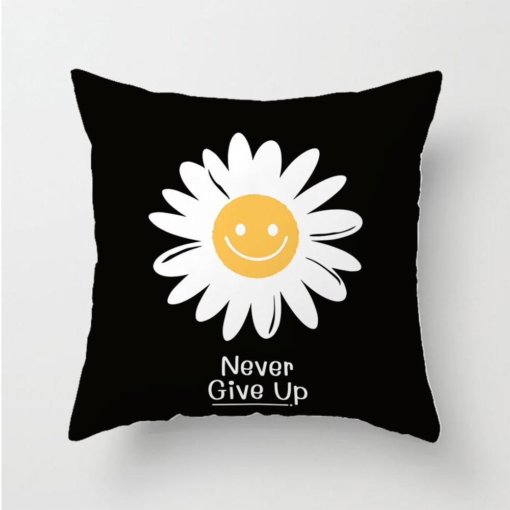 Modern Daisy Flower Peach Skin Pillow Cover 2D Flat Printed Cushion Case For Living Room Sofa Bedroom Home Decor 45X45Cm New