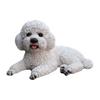 Office Desk Ornament Realistic Teddy Dog Statue, Desktop Small Pet Model, Cute Laying Sculpture Collectibles for Owners Car Dashboard, Desk,