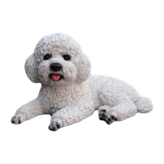 Office Desk Ornament Realistic Teddy Dog Statue, Desktop Small Pet Model, Cute Laying Sculpture Collectibles for Owners Car Dashboard, Desk,