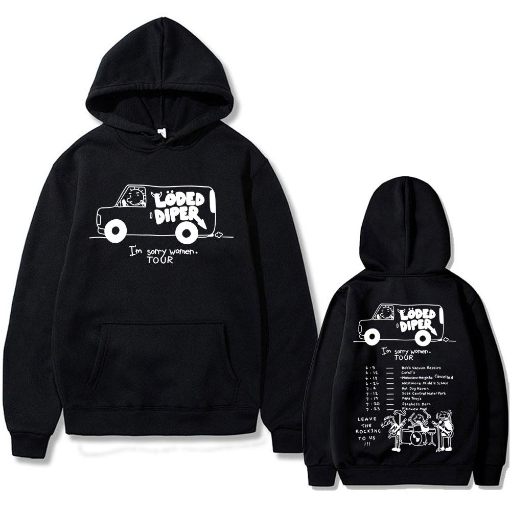 Limited edition Loded Diper I'm Sorry Tour Hoodie Men's Retro Rock Sweatshirt Fashion Street Warm Hoodie