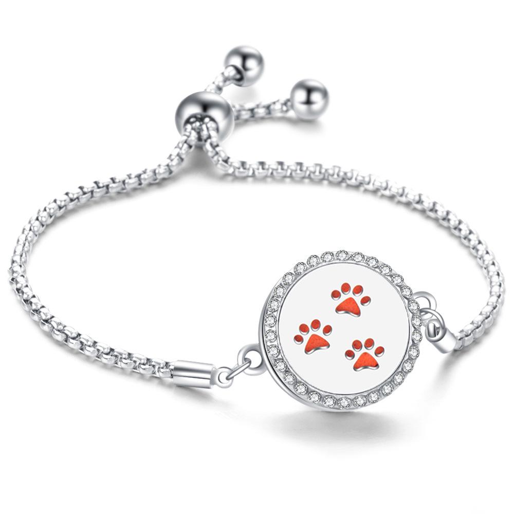 Crystal Rhinestone Aromatherapy Tree of Life Bracelet - Adjustable Titanium Steel with Essential Oil Compartment.