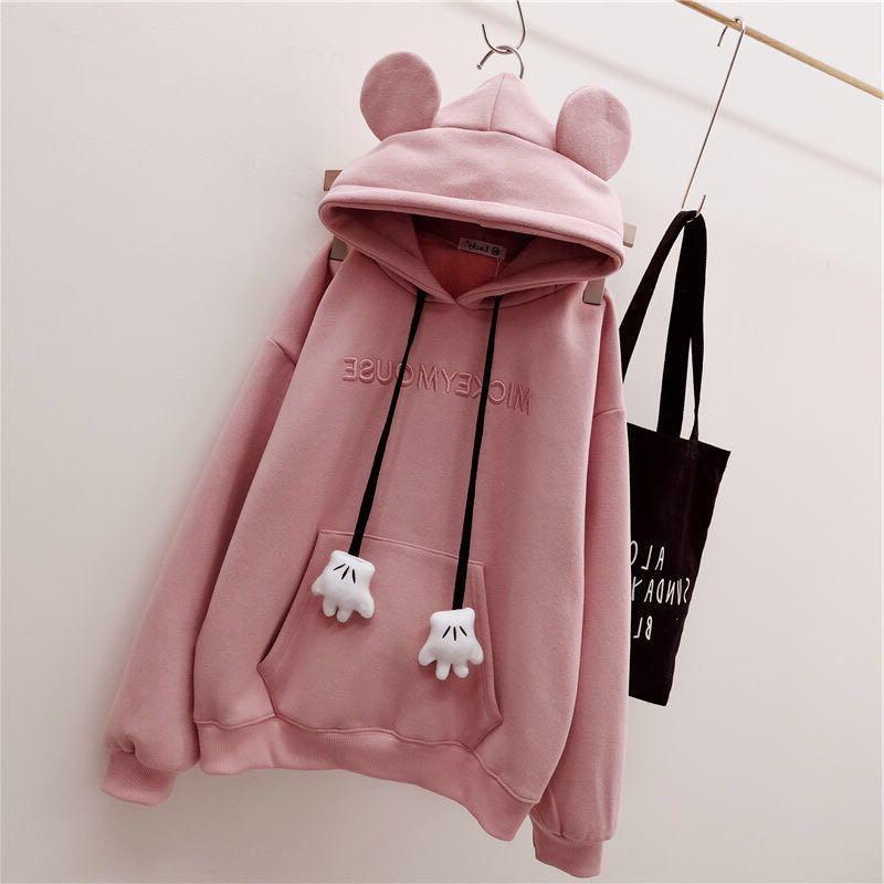 Sweater Female Version Adorable Student Everyday Fleece Hooded Relaxed Fit Coat Trendy