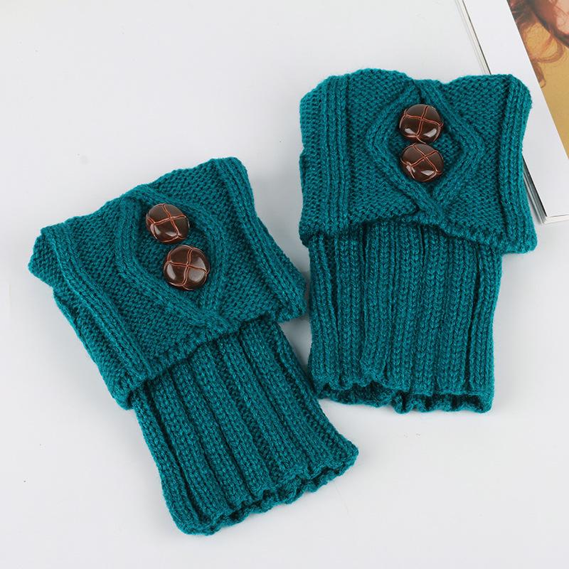 Women's Knit Wool Booties - Button Socks Leg Warmers, Loose Short Foot Warmers with Folding Top.