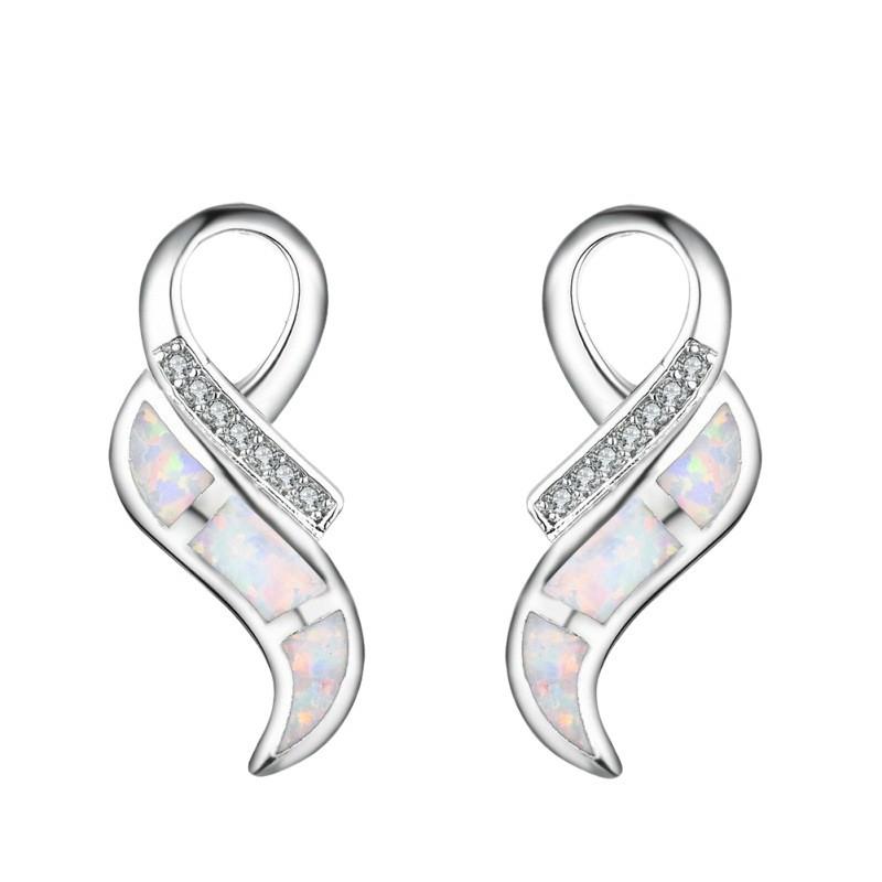 Wish European and American blue opal wing stud earrings women's versatile temperament earrings