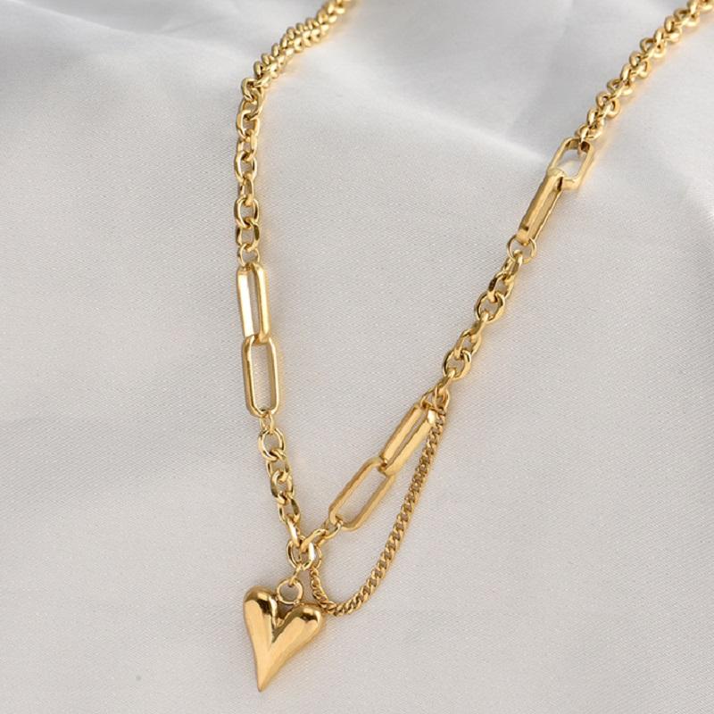 XIYANIKE 316L Stainless Steel Gold Color Love Heart Necklaces For Women Chokers 2021Trend Fashion Festival Party Gift Jewelry