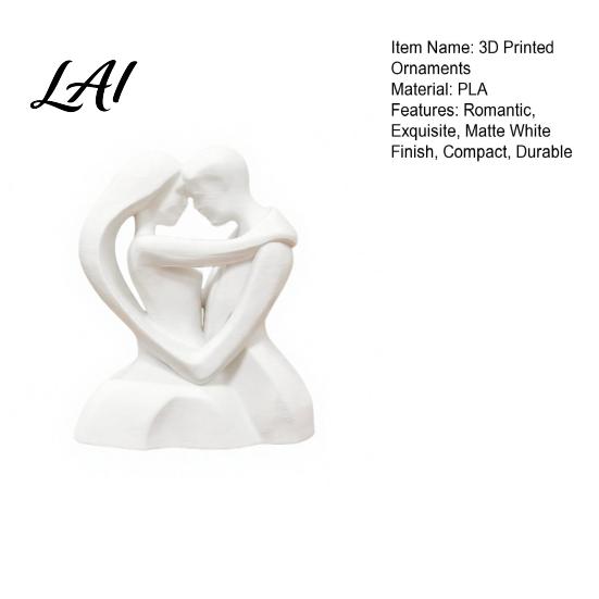 White Matte Ornaments 3D Printed Hugging Couple Heart-Shaped Sculpture Romantic Embrace Figurine with Finish Nordic Style Decoration Minimalist