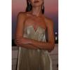 Women's Strapless Pleated Maxi Dress, Sexy Evening Party Gown for European & American, Formal Cocktail Dress
