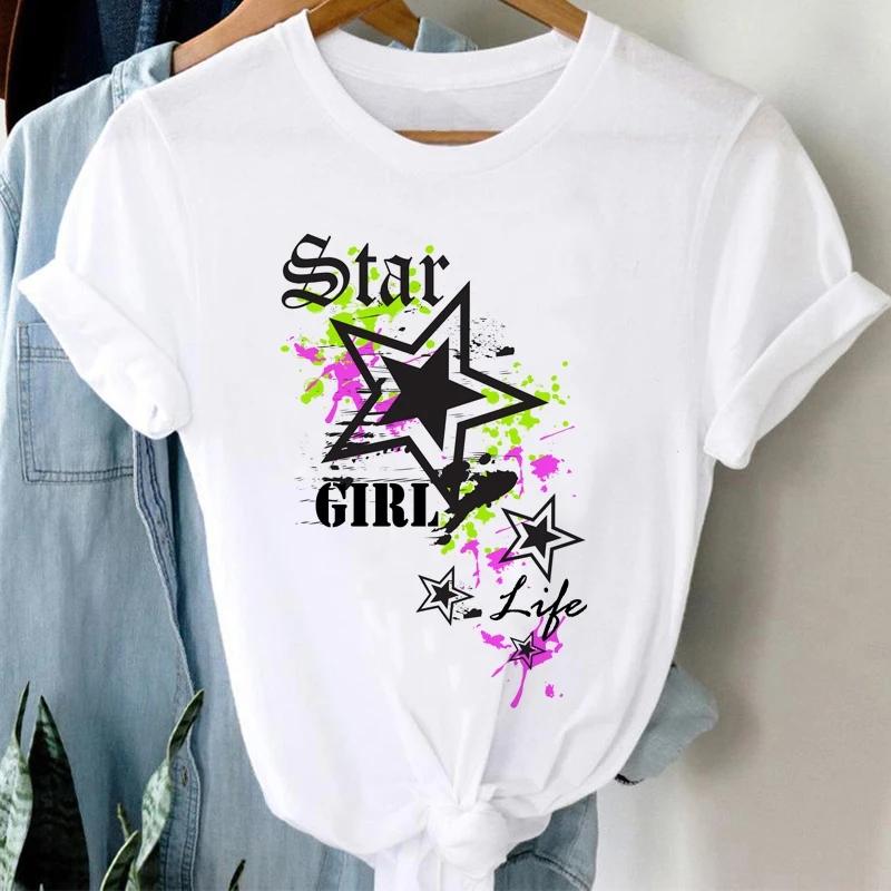 Women Ice Cream Casual Cute Beach 90s Cartoon Short Sleeve Graphic Summer Fashion Print Female Clothes Tops Tees Tshirt T-Shirt