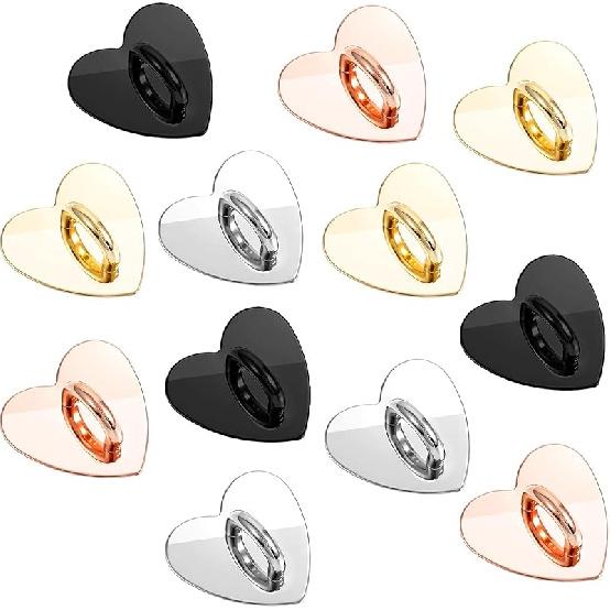 8 Pcs Phone Charm Hook, Cell Phones Charm Finger Rings Adhesive Metal Phones Finger Grip Loop Stand Heart Charms for DIY Phone Case Pad Tablet