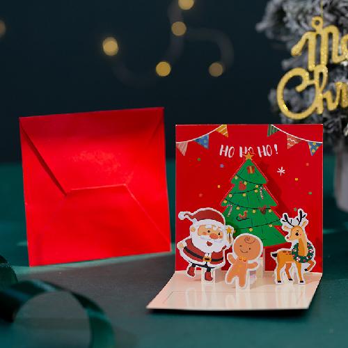 Christmas 3d Three-dimensional Greeting Card Handwritten Thank You Card Christmas Postcard High-end Folding Card Greeting Card with Envelope