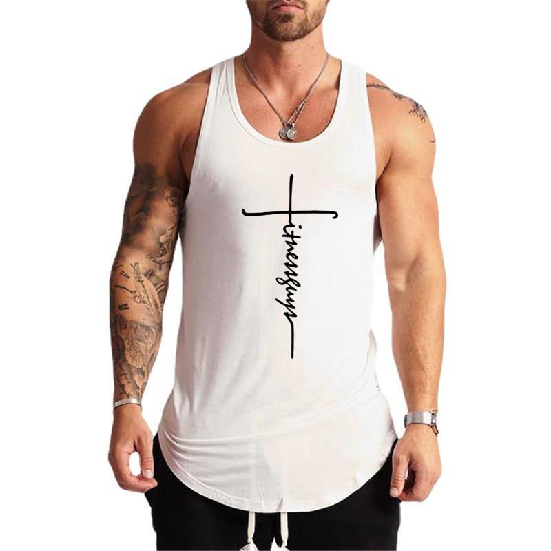 Do The Work Brand Fitness Culturism Sală de sport Antrenament sportiv Bărbați Respirabil Casual Bumbac pur Imprimat Decolteu O, Tank Top Plus Size
