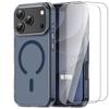 Case + 2 Tempered Glasses for iPhone 18 Pro, Bumper with Magnetic Ring - Dark Blue Translucent