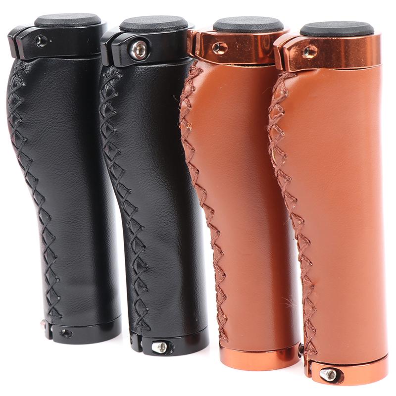 1 Pair Cycling Handlebar Grips AntiSkid Pu Leather Bicycle Grips End