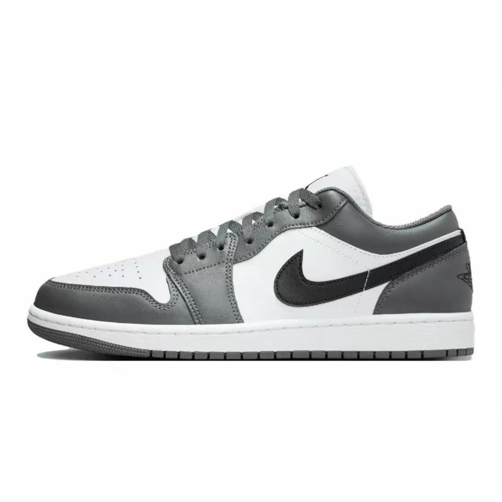 Jordan Air Jordan 1 Phantom Bear Cushioning Abrasion Resistant Low Top Vintage Basketball Shoes Unisex Black White Gray 553558-152(Team701-)