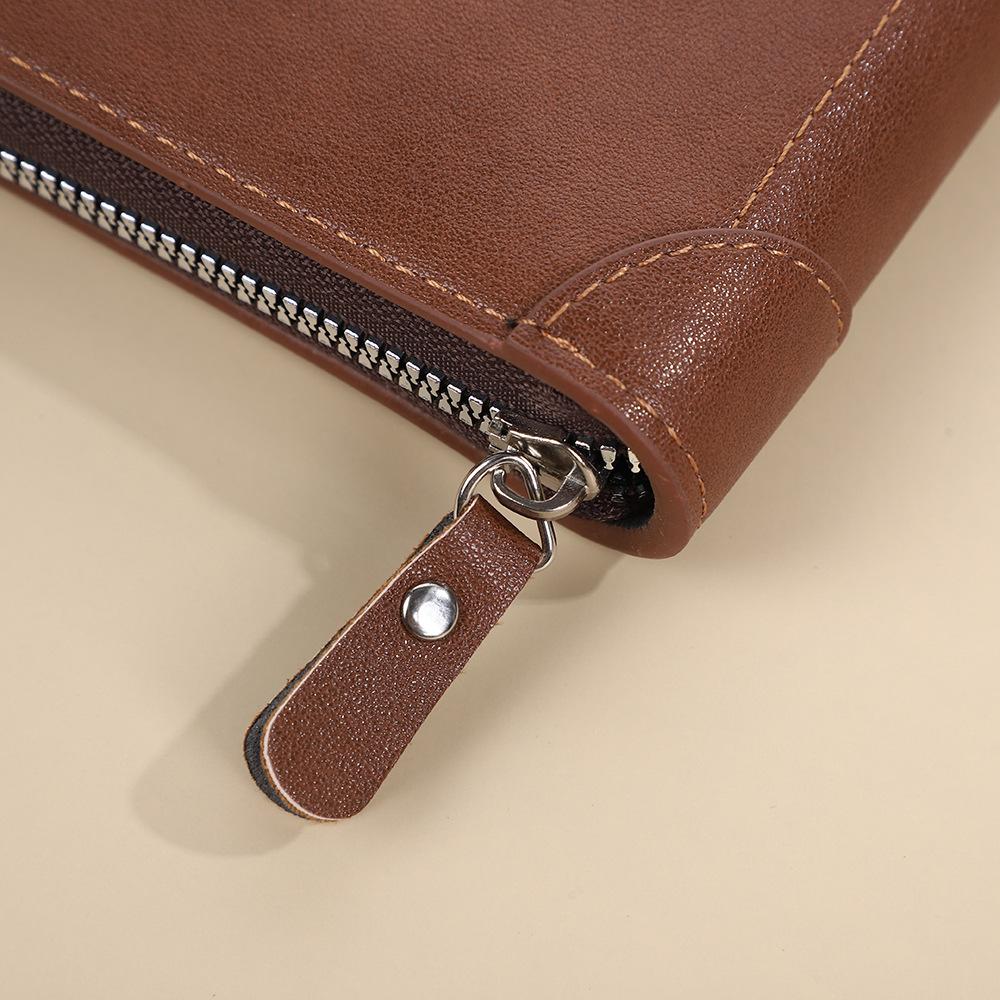Men Vintage PU Leather Wallet Zipper Trifold Wallet Short Wallet Multi Card Holder Coin Pocket ID Window Casual Business Purse