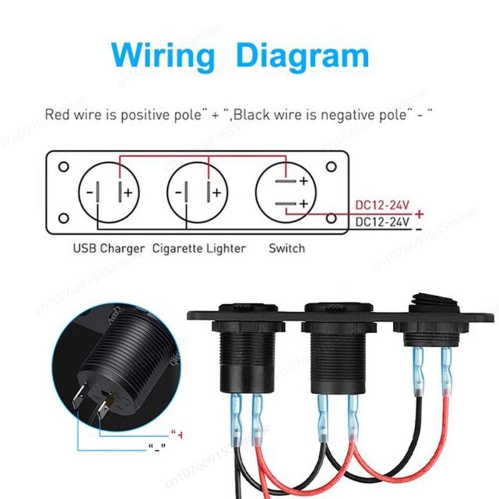 12V 36W Dual QC3.0 usb Car Chager Port Cigarette Lighter Socket with Waterproof Rocker Toggle Switch for RV Bus Boat Truck ATV