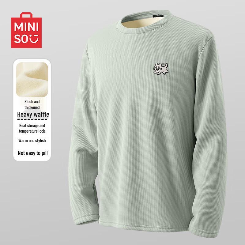 MINISO Men s Plush Lined Heavyweight Long-Sleeve T-Shirt XL