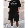 Short Sleeve and Shorts Set for Men Polyester Athletic Style Multi-Pocket