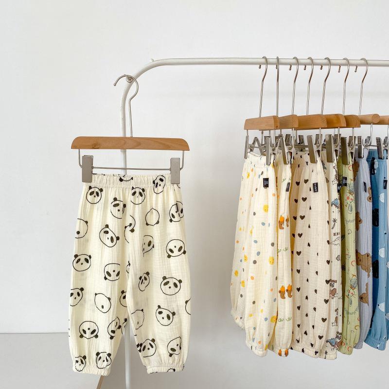 2024 Kids' Summer Lightweight Cotton Linen Mosquito-Proof Casual Pants with Versatile Cuffed Lantern Design