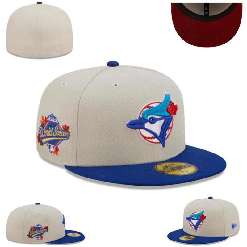 Fully Enclosed Blue Jays Baseball Cap for Men and Women, Embroidered Flat-brim Non-adjustable Sun Protection Hip-hop Hat