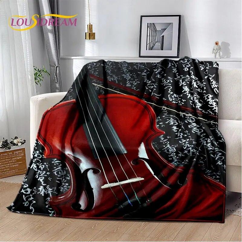 Classical Violin Instrument Music Soft Plush Blanket,Flannel Blanket Throw Blanket for Living Room Bedroom Bed Sofa Picnic Cover