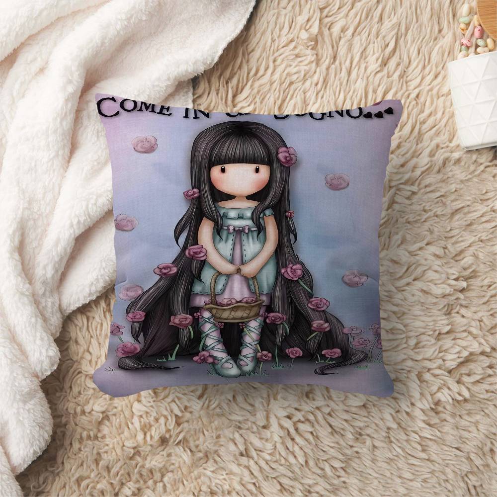 S-Santoro-Gorjuss Cute Girl Cushion Cover Car Throw Pillow Case For Sofa Car Christmas Gift 40x40cm 45x45cm