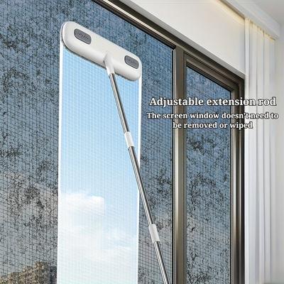 Magische Fensterreinigungsbürste für Fliegengitter/Glas, Tierhaarentferner - Wiederverwendbares Haushaltswerkzeug mit ausziehbaren Doppelstangen (Einstellbare Länge)