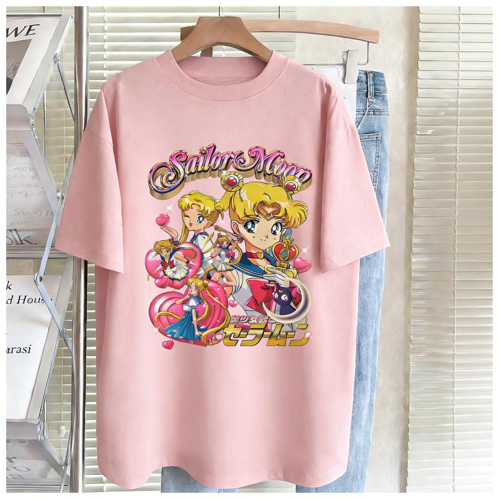 Pretty Soldier Girl Printed Anime Tshirt Japanese Style Loosefitting Shortsleeved Tshirt for Both Men and Women