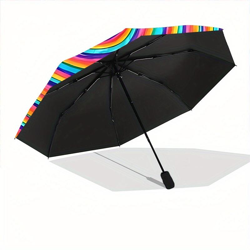 1pc Colorful Spiral Pattern Automatic Open/Close Umbrella, Ideal Fan Gift for Birthday, Christmas, Outdoor Essentials, Trendy Fashion Yy250828005