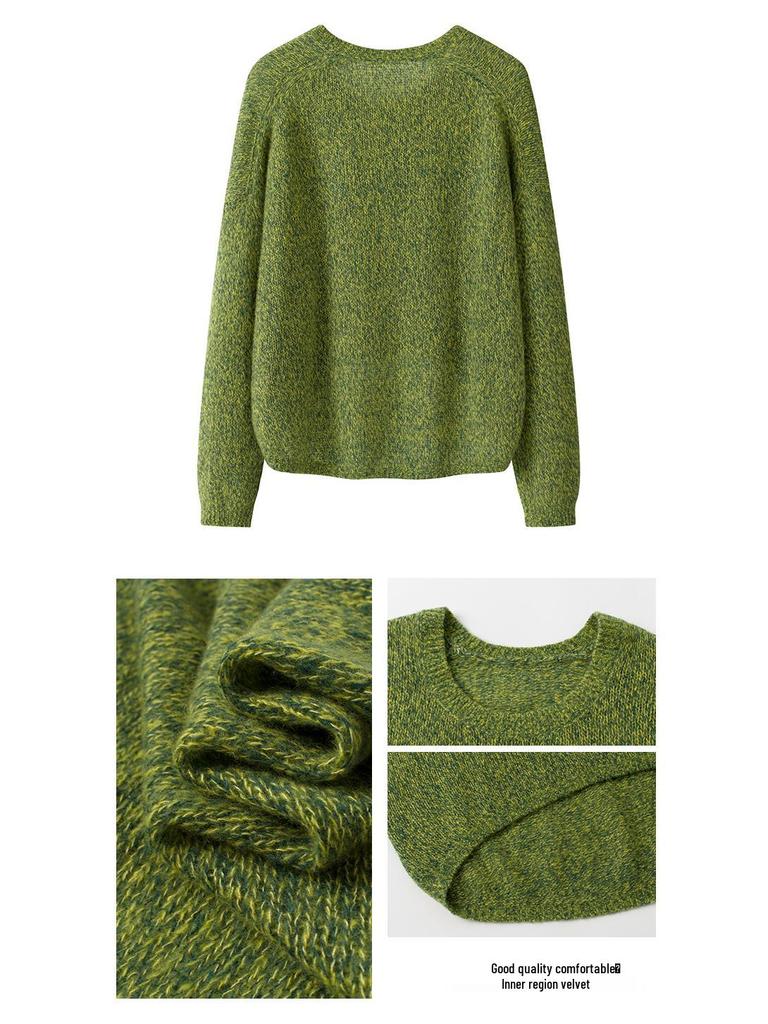 Damen Weicher Kaschmir Strickpullover - Rundhalsausschnitt, Lockere Passform, Einfarbiger Pullover für Herbst/Winter