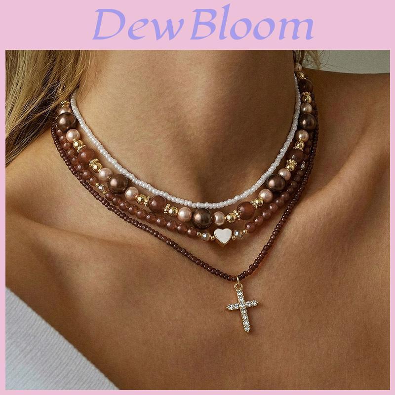 Punk Style Geometric Necklace With Heart Pendant And Pearl Layering For Womens Daily Wear