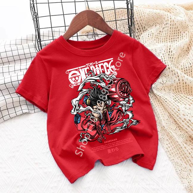 2026 Summer Anime Monkey D Printed Tshirt Kids boys Clothing Fashion Casual Street Tshirt Y2k