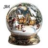 Display Acrilico Impermeabile Durevole Sfera di Cristallo Natalizia Statuetta, Cottage Invernale 2D Carosello Tematica Decorazione per la Casa Ornamenti da Tavolo per