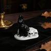 Collectible Resin Pet Sculpture Halloween Dog/Cat Skull Figurine, Gothic Animal Statue Skeleton Cat Dog Ornaments for Desk Fireplace, Spooky