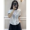 French Hollow Embroidery Short Sleeve Summer Blouse - Casual, Versatile Jacquard Loose Fit