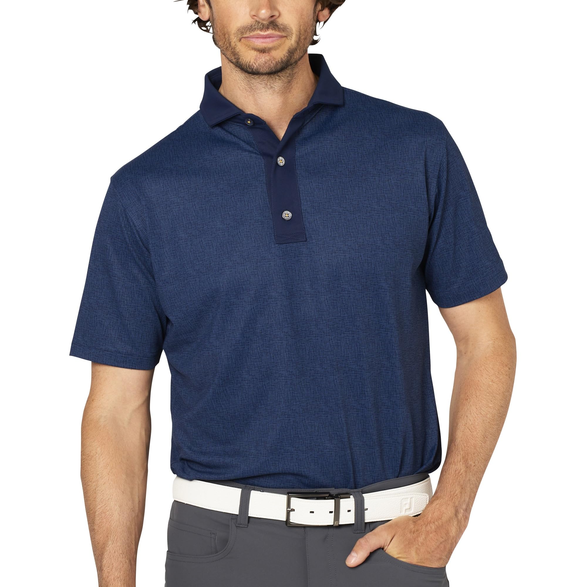 

FootJoy Men s Short Sleeve Wide Collar Pique Golf Shirt, Navy, Size XL (FJ-S25-S21, 34572-XL)
