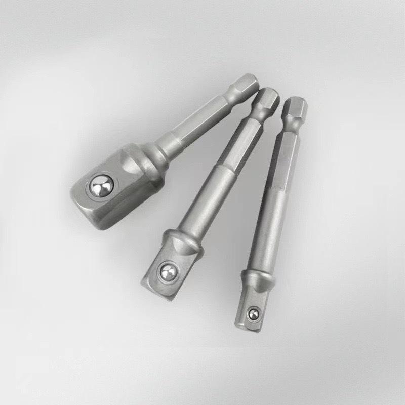 Hex Shank to Square Drive Extension Bar for Hand Drill & Air Impact Wrench Conversion, Sizes 1/4, 3/8, 1/2